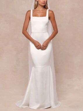 Luxe Loveliness White Satin Backless Mermaid Maxi Dress